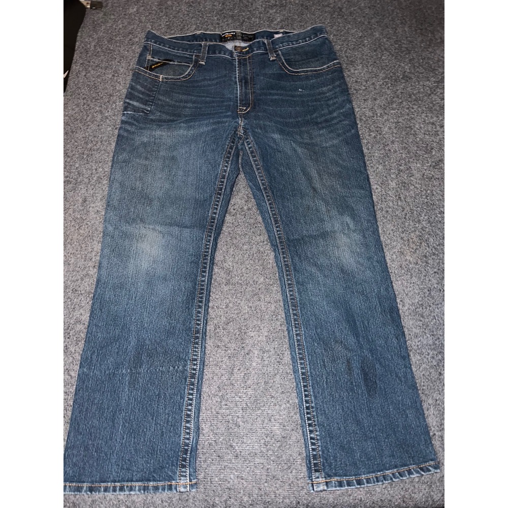 Ariat Rebar M4 Relaxed Boot Cut Jeans Mens 38x30 Blue Denim Workwear